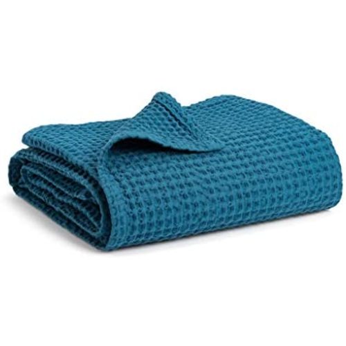 Simka Rose Baby Waffle Blanket - 100% Cotton Newborn Swaddle Blanket - Soft Lightweight Baby Blanket for Boys and Girls - 40'' X 36'' (Ocean)
