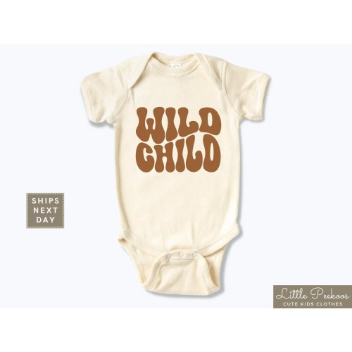 Wild Child Baby Onesie®, Funny Retro Toddler Shirt, Cute Hippie Natural Kids T-shirt, Trendy Wild Baby Tee