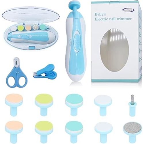 Baby Nail Trimmer File with Light Safe Electric Nail Clippers Kit for Newborn Infant Toddler Kids Toes and Fingernails Care, Polish and Trim Battery Operated (AA)