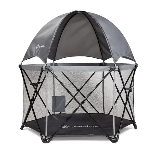 Baby Delight Go with Me Eclipse Deluxe Portable Playard | Playpen | Sun Canopy | Indoor and Outdoor | Ultra Padded Nylon Floor | Grey