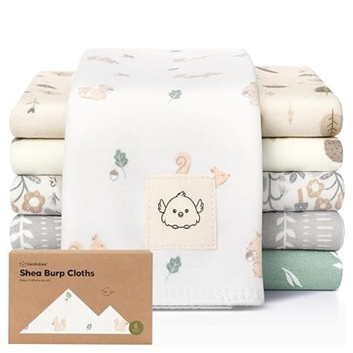 Organic Burp Cloths Baby Boy, Girl - 6-Pack Large Cotton Burping Cloths for Babies, Spit Up Rags, Super Absorbent, Ultra Soft Newborn Rag, Gender Neutral, Machine Washable, Durable (Prairie)