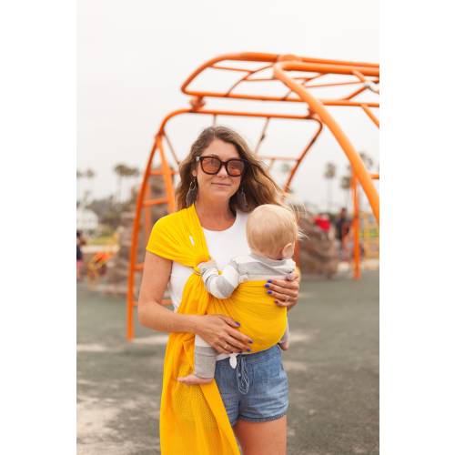 USA made Beachfront Baby Water Ring Sling- SAFE babywearing in the shower, pool, water park and the beach! Island Mango (Yellow) 3 sizes