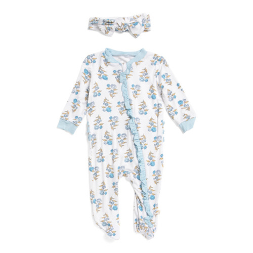 Newborn Girls 2pc Soft Floral Footed Coveralls And Headband Set | Kids & Baby | T.J.Maxx