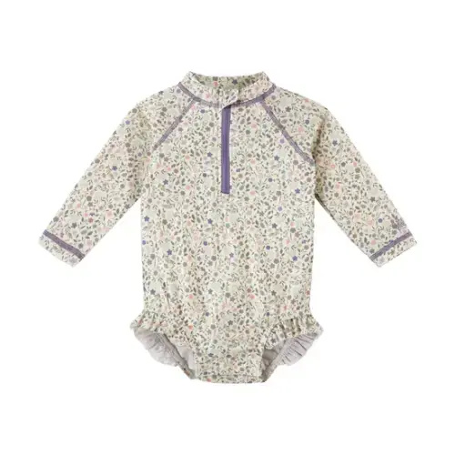 Long Sleeve Ruffle Legged One-Piece Swimsuit – Sonora Meadows, 3-6M