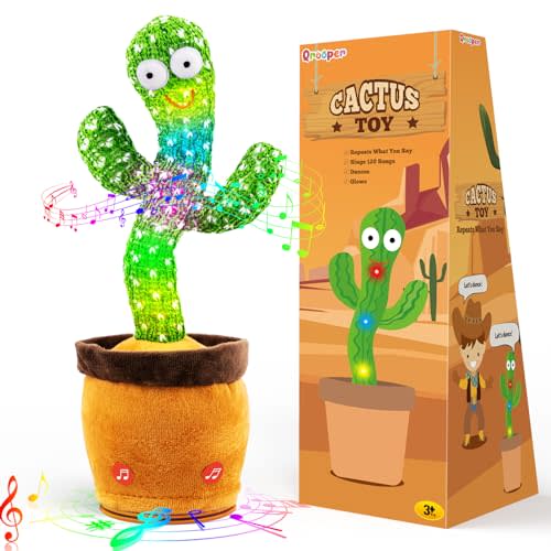 Qrooper Dancing Talking Cactus Toy, Cactus Baby Toy Repeat What You Say for Baby Boys Girls Easter Basket Stuffers Gift, Mimicking Cactus Toy Singing 120 Songs and 15 Second Recorder Musical Toys