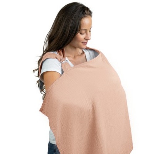 Muslin Nursing Cover for Baby Breastfeeding, Soft & Breathable Breastfeeding Cover by Comfy Cubs - Blush