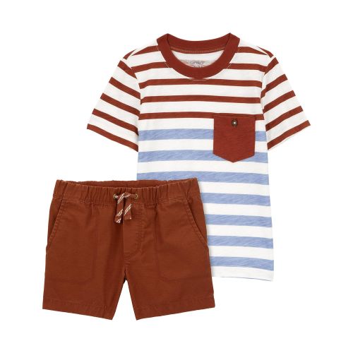 Baby 2-Piece Striped Pocket Tee & Pull-On All Terrain Shorts Set