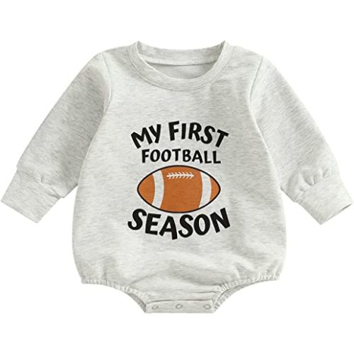 Kuriozud Newborn Baby Boy Girl Bubble Romper Funny Letter Long Sleeve Oversized Sweater Tops Fall Winter Clothes