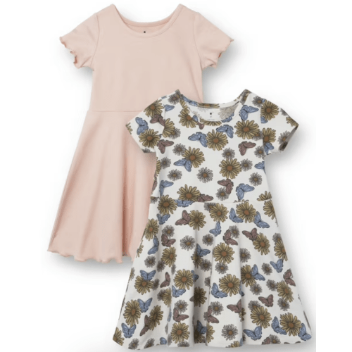Little Star Organic Toddler Girls 2Pk Dresses, Sizes 12M-10
