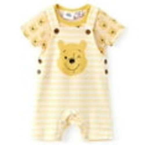 Disney Winnie the Pooh Baby Boys Girls 2 Pcs Graphic Tee with Striped Overall Sets Newborn to Infant