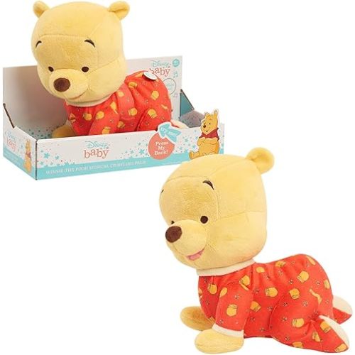 Disney Baby Musical Crawling Pals, Winnie The Pooh, Interactive Crawling Plush, Stuffed Animal, Bear, Officially Licensed Kids Toys for Ages 2 Up by Just Play