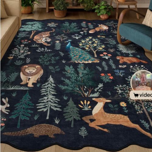 Javelle Jungle Animal Fauves Black Area Rug - Lahome
