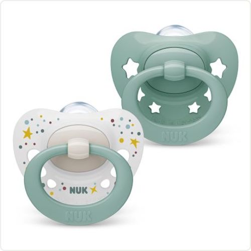 NUK Silicone Signature Orthodontic Shaped Soother Green Stars - 0-6 months | Shop Today. Get it Tomorrow! | takealot.com