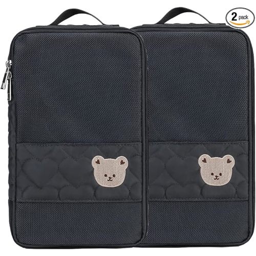 Baby Diaper Bag Organizer Pouches - 2 Pack Waterproof Pod Hanging Diaper Bag Cute Bear Mesh Bag Reusable, Washable or Baby Cloth Diapers