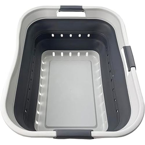 Collapsible Plastic Laundry Basket - Grey/Steel Grey