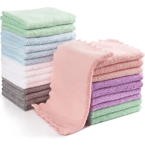 Orighty Baby Washcloths 24-Pack(7''x9''), Microfiber Coral Fleece Baby Towels, Super Soft and Absorbent Wash Cloths for Newborns, Infants and Toddlers, Gentle on Delicate Skin for Face Hands and Body