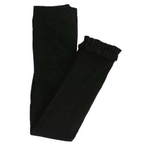 RuffleButts Baby Girls Solid Ruffle Footless Tights, Black, 6-12M