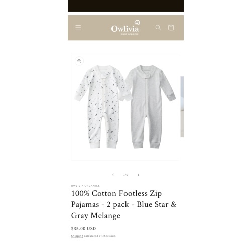100% Cotton Footless Zip Pajamas - 2 pack - Blue Star & Gray Melange – Owlivia