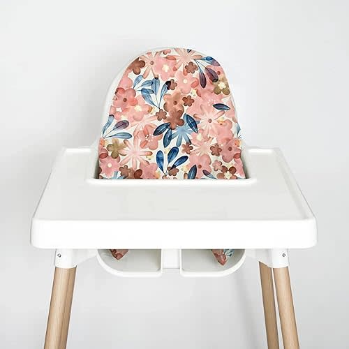 Highchair Cushion Cover for Inflatable Cushion, Compatible for IKEA Antilop Highchair, High Chair Accessories Stain-Proof and Wipeable Cushion Cover (Cushion NOT Included)(Pink Posies)