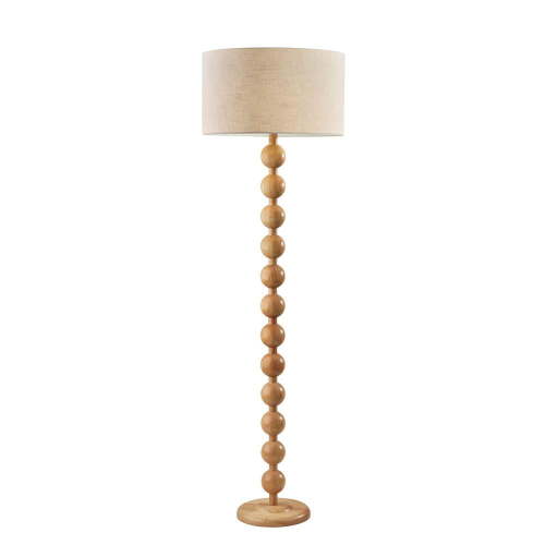 Adesso Orchard 62" 3-Way Wood Decorative Floor Lamp with Cream Drum Shade