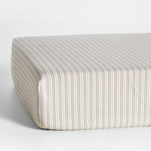 Frenchie Natural Taupe Organic Cotton Baby Crib Fitted Sheet by Leanne Ford