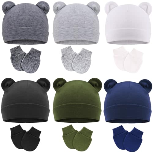 BQUBO Newborn Baby Hats Mittens Set for Boys Girls Hospital Hat Beanie Infant Caps Baby Gloves