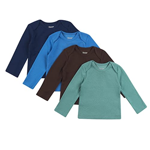 Hanes Baby and Toddler Long Sleeve Flexy Soft Knit Expandable Shoulder Pullover Undershirt (4 Pack)