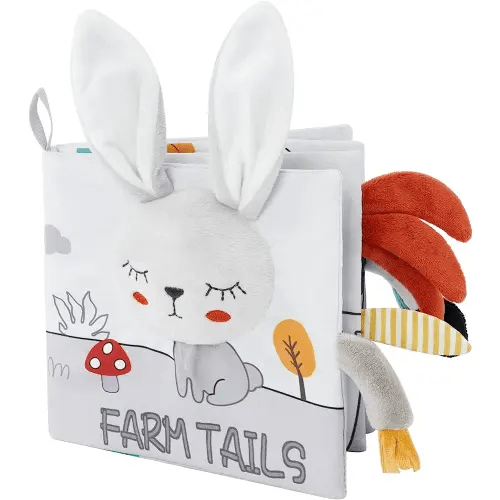 Vicloon Cloth Books - 3D Touch Feel High Contrast Baby Books, Soft Books with Crinkle for Infants & Toddlers (Rabbit)