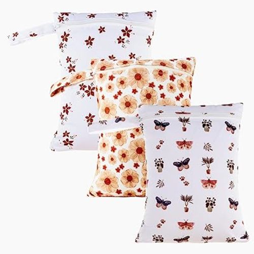 3 Set Wet Bag Storage Bag Waterproof Washable Travel Bags, Beach, Pool, Gym Bag for Swimsuits & Wet Clothes (Flower)