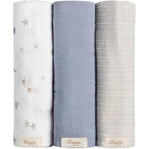 100% Cotton Receiving Blanket Set (SEA LIFE)