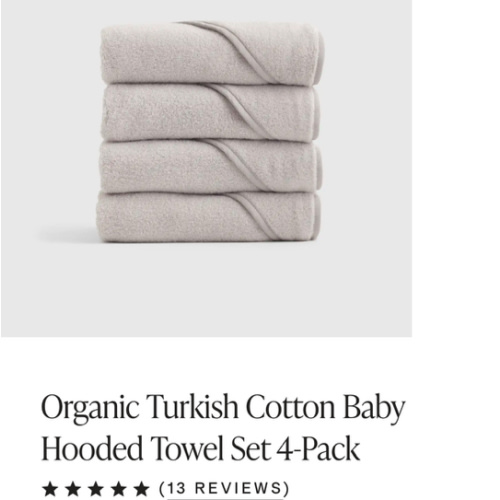 Grey Organic Turkish Cotton Baby Hooded Towel Set 4-Pack