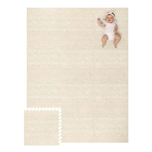 Lillefolk Baby Foam Play Mat - Baby Playmat | Tiles for Kids Interlocking Mat - Foam Baby Mat for Babies & Toddlers - Non Toxic Play Mat for Baby Tummy Time Mat 8x6ft Beige - Extra Large size 6x8 ft (12 tiles)