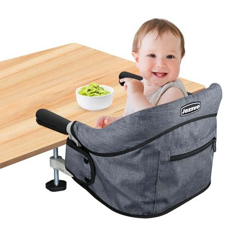 Hook On High Chair, Jozzve Baby High Chair, Portable High Chair for Travel, Foldable Fast Table Chair with Storage Bag, Baby Feeding Seat Clip On High Chair for Home and Travel (Grey)