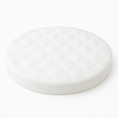 SheetWorld Quilted Fitted Round Crib Mattress Pad 42 x 42, Solid White, Made in USA