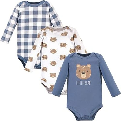 Hudson Baby baby-boys Cotton Long-sleeve Bodysuits 3-pack