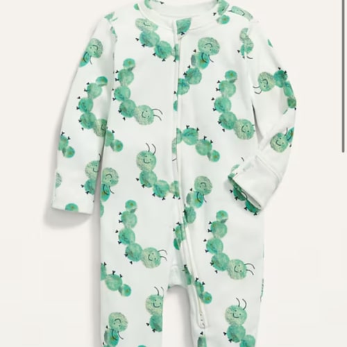 Unisex Caterpillar Print Sleep & Play 2-Way Zip Footed One-Piece for Baby | Old Navy