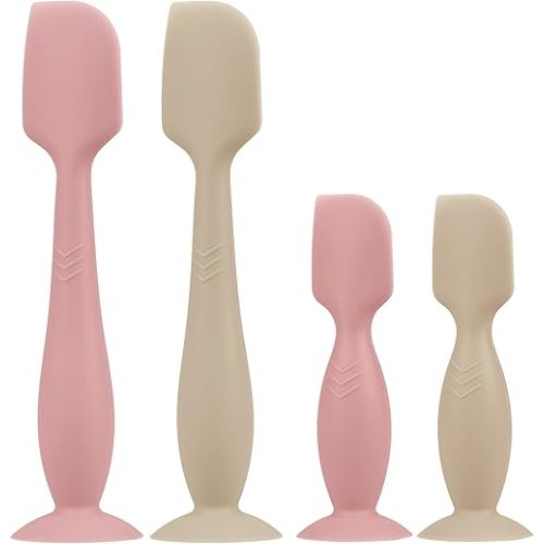 Baby Butt Paste Spatula - 4 Pack Diaper Cream Spatula Applicator Silicone Baby Butt Paste Spatula for Babies, Newborn, 2 x Large Size, 2 x Small Size (Sand/Blush)