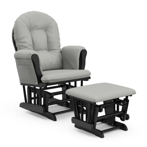 Storkcraft Hoop Glider Nursery Rocking Chair and Ottoman - White Frame/Light Gray Fabric