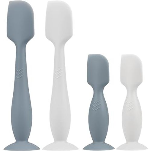 Baby Butt Paste Spatula - 4 Pack Diaper Cream Spatula Applicator Silicone Baby Butt Paste Spatula for Babies, Newborn, 2 x Large Size, 2 x Small Size (White/Cloud)