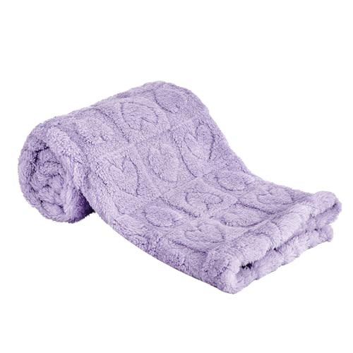 Yurhap Fleece Baby Blanket Heart Checkered, Ultra Soft Cozy Baby Blankets for Girls Boys, Fluffy Infant Toddler Newborn Receiving Gifts for Crib Stroller 30"x40" (Lavender)