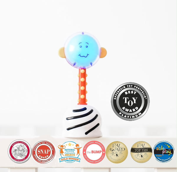SmartNoggin NogginStik Light-up Developmental Rattle - Color Changing, Textured for Grasping, Mirror & Rattle Sound - Sensory Toy for Babies, Ages 0-12 Months