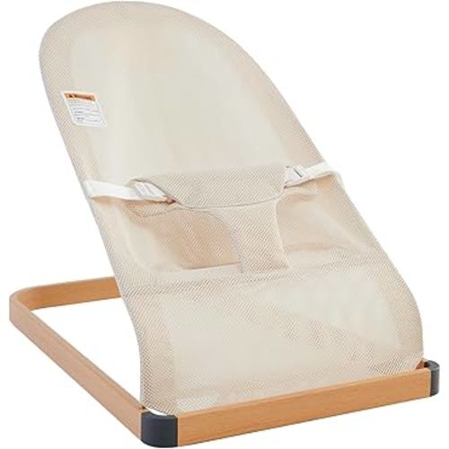 Baby Bouncer - Portable Bouncer Seat for Babies, Ergonomic Design Baby Bouncy Seats Infant with Mesh Fabric Natural Vibrations, Beige