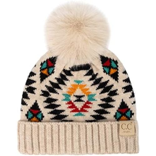Funky Junque Exclusives Baby Infant Beanie Knit Warm Winter Pom Pom Skull Cap Hat