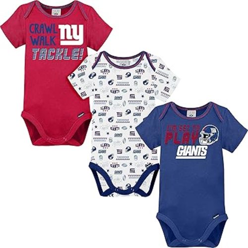 Gerber Unisex Baby NFL Team 3 Pack Short Sleeve Onesie Bodysuit - 3-6 Months - Team Color