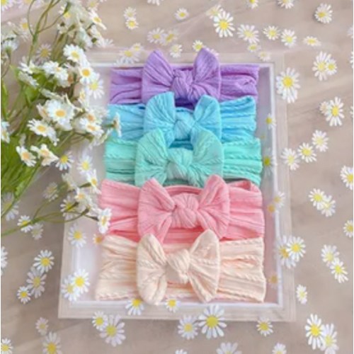 5 Pcs Ribbed Bow Headband