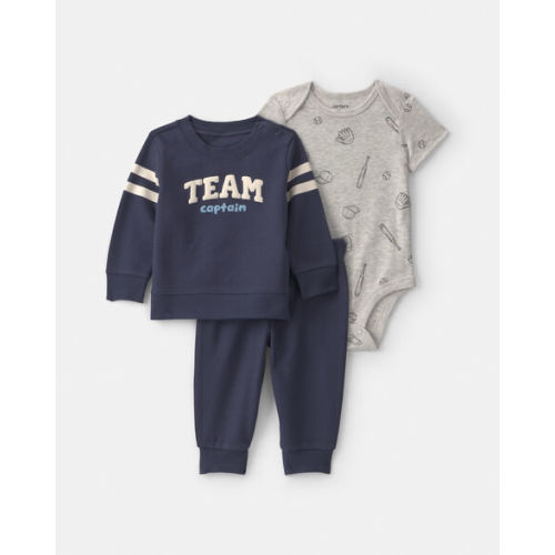 Baby 3-Piece Sports French Terry Layering Set - Blue/Grey | Carter's