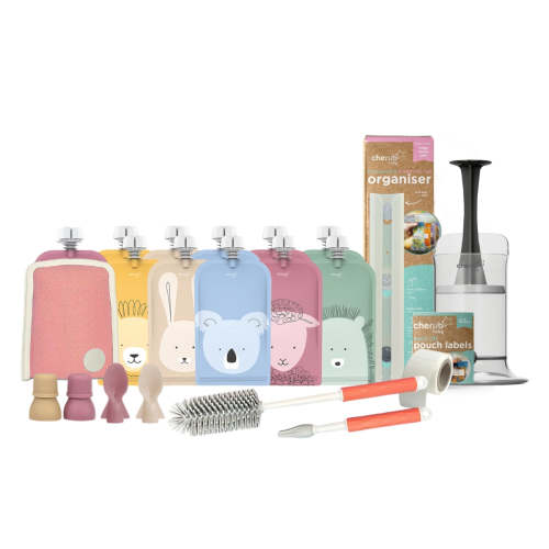 Reusable Baby Food / Yoghurt Pouches | Bundle Kit | Dusty Rose & Sand