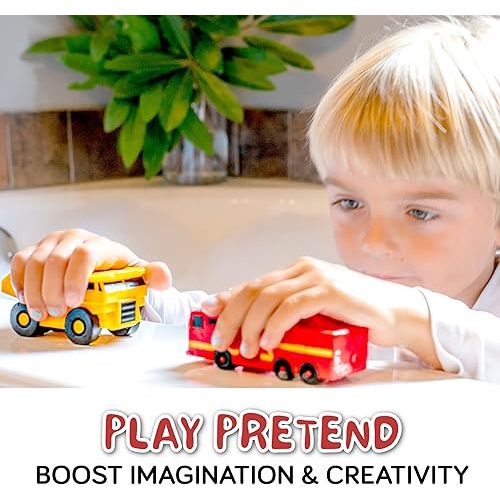 SplashEZ Mold Free Baby Bath Toys, No Hole Bath Toys for Toddlers, Bathtub Cars Set for Kids Ages 1-3, No Mold Floating Water Vehicles Set for Pool, BPA-Free, Safe, Fun, Infant Ages 1 3 6 12 18 Months