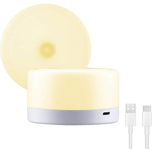 S SELDORAUK Baby Night Lights for Nursery, Portable Dimmable Touch Lamp, Type-C Rechargeable for Kids and Adult, Breastfeeding, Sleep Aid, Bedside Soft Eye Caring (Warm 2pack)
