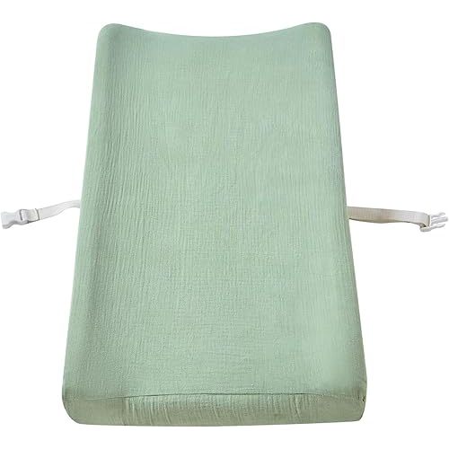 Baby Muslin Changing Pad Covers, Neutral Fitted Muslin Diaper Changing Table Pad Sheet Covers for Newborns Infants Baby Boys Girls (Green)